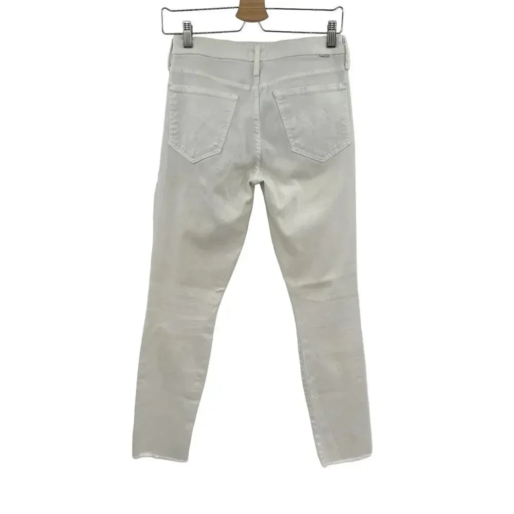 Mother Denim Looker Ankle Fray Jeans in‎ Glass Slipper White Size 26